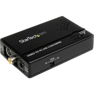 StarTech.com Adaptador Convertidor de S-Video – Video Compuesto y por Componentes RCA a VGA – Funciones: Conversión de Señal, Escalado de vídeo – 1600 x 1200 – PAL, NTSC – HDTV – VGA – S-Video – Vídeo compuesto – 1 Solamente – PC ADAPTADOR CONVERTIDOR S-VIDEOVIDEO COMP Y COMPONENTES A VGA .