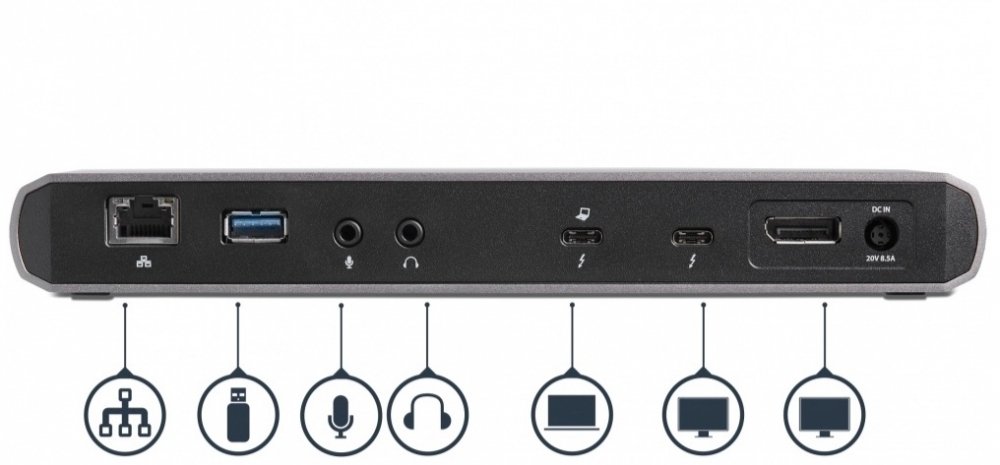StarTech.com Docking Station Thunderbolt 3 con Salidas Dobles de Video 4K, 2x USB 3.0, Negro/Gris .
