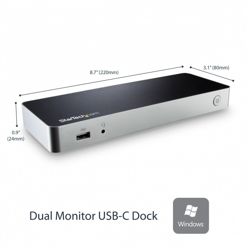 StarTech.com Docking Station USB-C de Dos Pantallas para Laptop, 4x USB 3.0, 2x HDMI, Negro/Plata DOBLE PARA LAPTOP WIN USBC