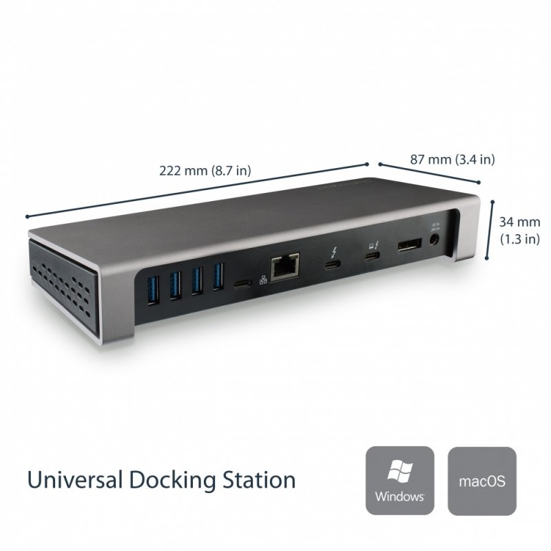 StarTech.com Docking Station Thunderbolt 3 TB3DOCK2DPPD con Lector de Tarjetas de Memoria SD, 5x USB 3.0, 2x Thunderbolt 3, Negro CON LECTOR SD USBC 2X4K PD 85W