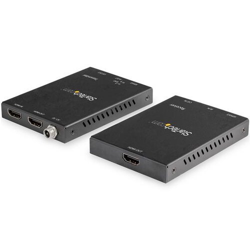 StarTech.com Kit Extensor de Video HDMI por Cat 6 – 4k 60Hz – HDR – 4:4:4 – Compatible con Audio 7.1 – Expansor de Video HDMI – 50m – 1 Dispositivo de Entrada – 1 Dispositivo de salida – 50m Alcance – 2 x Red (RJ-45) – 1 x Entrada HDMI – 1 x Salida HDMI – 3840 x 2160 Resolución de vídeo – 4K – Par trenzado – Categoría 6 KIT EXTENSOR DE VIDEO HDMIPOR CAT 6 – 4K 60HZ – HDR – 50M