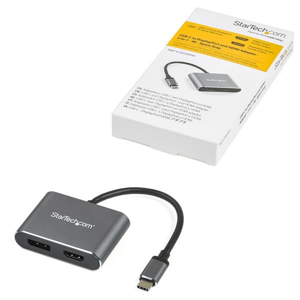StarTech.com CDP2DPHD Adaptador Convertidor de Video Multipuertos USB-C a HDMI/DisplayPort - 4K 60Hz - 3840 x 2160 Supported - Gris ADAPTADOR DE VIDEO MULTIPUERTOS USB-C A HDMI O DP - 4K 60HZ - Image 4