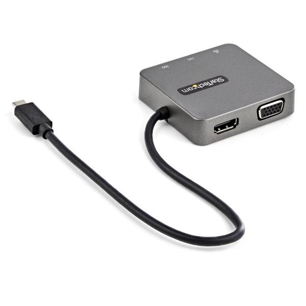StarTech.com Docking Station USB C, 1x USB A, 1x HDMI/VGA/RJ-45, Negro/Plata TIPO C GEN 2 10GBPS – HDMI Y VGA