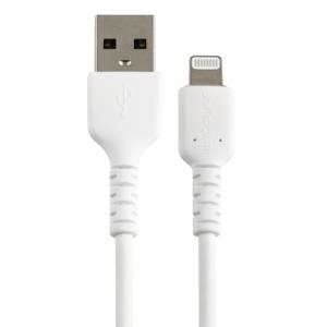 StarTech.com Cable Resistente USB-A a Lightning RUSBLTMM15CMW de 15 cm Blanco – Cable de Sincronización/Carga para iPhone/iPad, Certificado MFi de Apple – Cable for iPhone, iPad Air, iPad mini, iPad, AirPods, Magic Trackpad, Magic Keyboard, Ratón Magic, Control remoto Siri, Dispositivo móvil – 480Mbit/s – MFI – Apantallado – Níquel Conector chapado – Blanco CABLE USB A LIGHTNING BLANCODE 15CM CERTIFICACION MFI APPLE