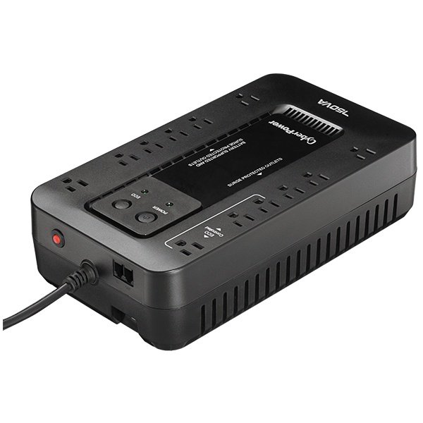 UPS Standby CyberPower EC750G – 750VA/450W – Compacto – 8Hora(s) Recharge – 2.80Minuto(s) Stand-by – 120 V AC Entrada – 120 V AC Salida – 12 x NEMA 5-15R Receptacle(s) – Señal Senosoidal Simulada – USB – 6 x Battery/Surge Outlet NOBREAK UPS CYBERPOWER EC750750VA/450W.ECO.STANDBY.12CONT.RJ11/