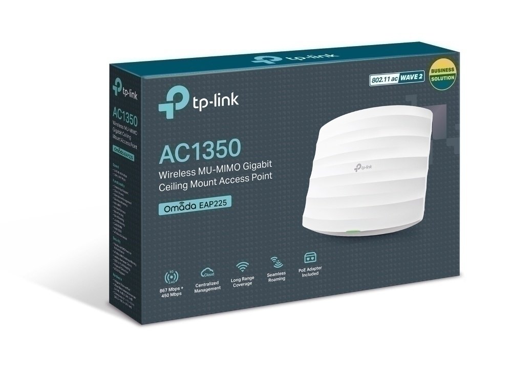 TP-Link access point EAP225 de montaje en techo Gigabit MU-MIMO inalámbrico AC1350 ACCESS POINT GIGABIT DOBLE BANDA AC1350 DE MONTAJE EN TECHO