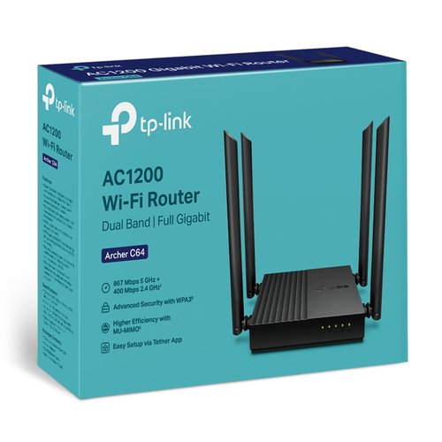 TP-Link router ARCHER C64 de Doble Banda AC1200, 867 Mbps en 5 GHz y 400 Mbps en 2.4 GHz AC1200 DUAL BAND WI FI ROUTER - Image 2