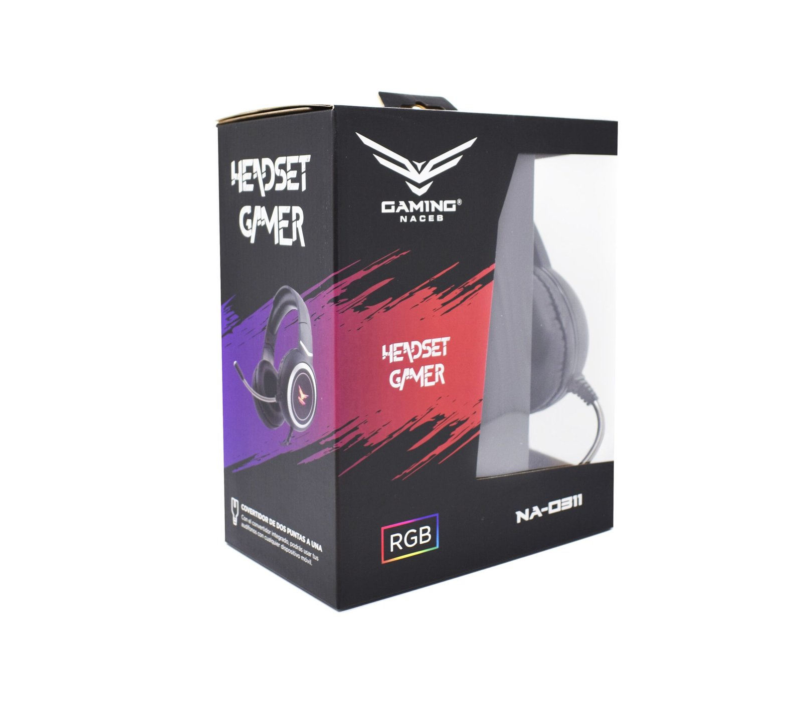 HEDSET.DIADEMA GAMERMICROFONO R GB Naceb NA-0311 CON ADAPTADOR HIFI 3.5MM+USB HEDSET.DIADEMA GAMERMICROFONO RGB CON ADAPTADOR HIFI 3.5MM+USB - Image 2