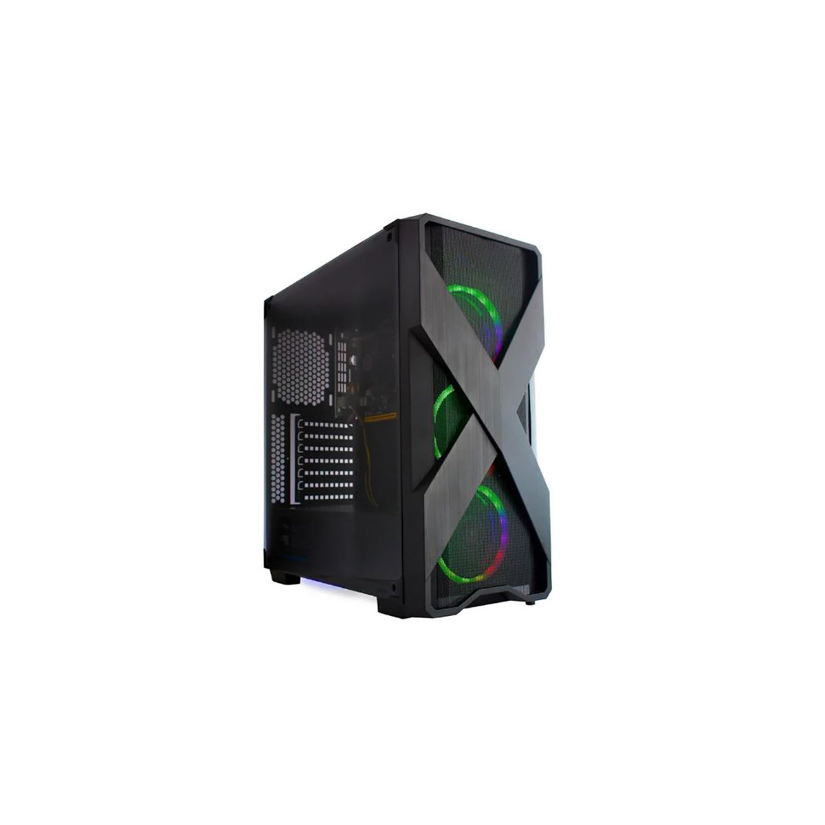 Gabinete Gaming Naceb X-case, Atx, Panel Latelar Cristal Templado, 7 Ranuras Pci, 3 Ventiladores Frontales Rgb, Usb 3.0, Sin Fuente, Negro