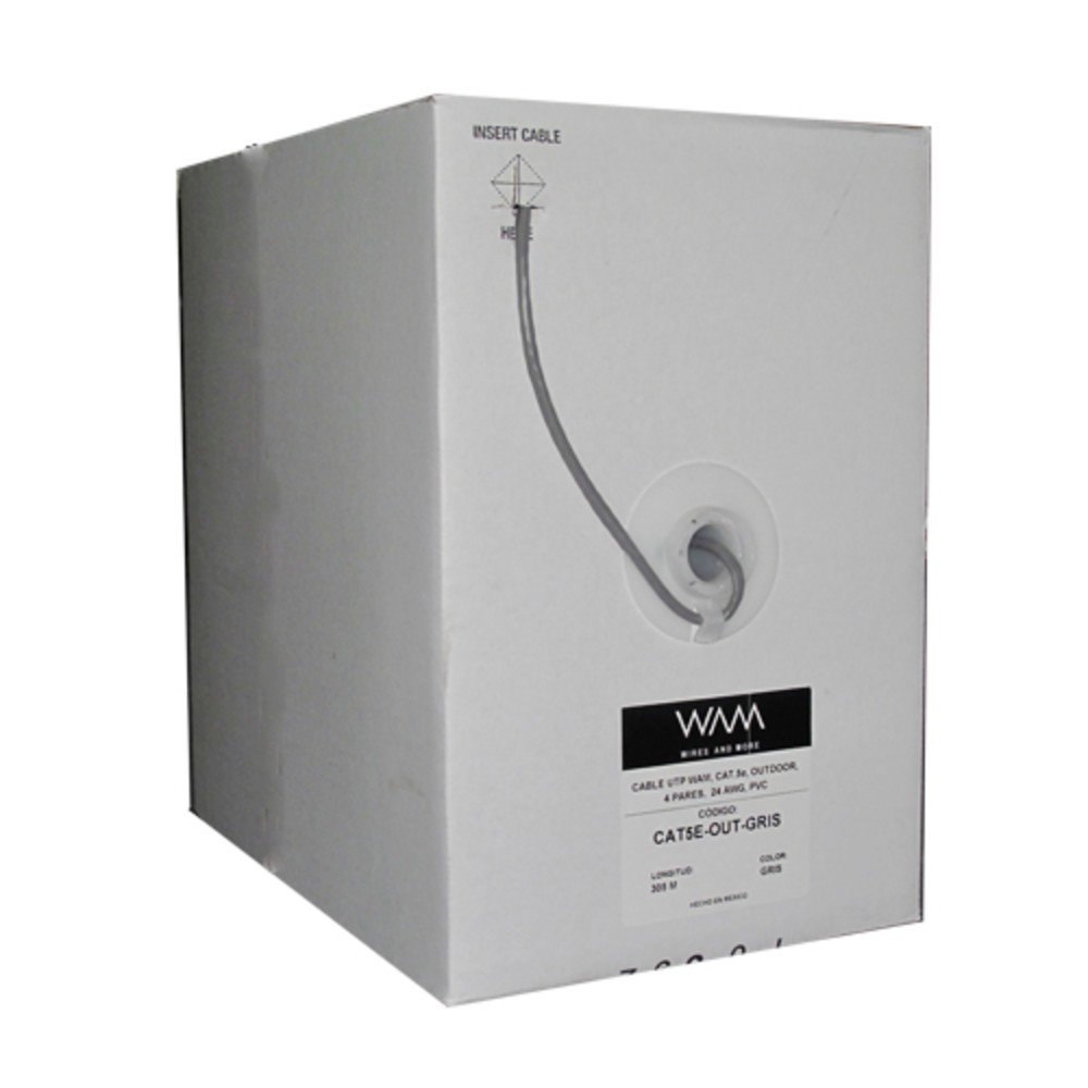 WAM Bobina de Cable Cat5e UTP para Exteriores, 305 Metros, Gris