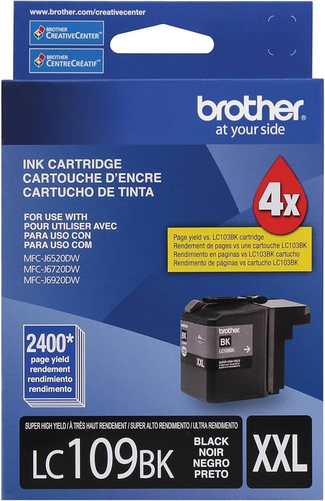 Cartucho de Tinta Brother LC109BK XXL Negro, Original *Caja dañada