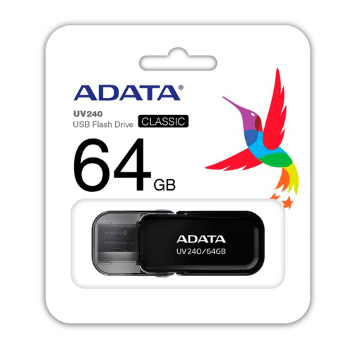 MEMORIA USB ADATA 64GB 2.0 AUV240 NEGRA AUV240 64G RBK