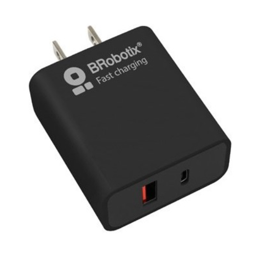 BROBOTIX 6006658 CARGADOR 18W CARGA RÁPIDA DUAL USB V3.0, 1 PUERTO TIPO “A” Y 1 PUERTO TIPO “C”, NEGRO CARGADOR 18W CARGA RPIDA DUAL 1 TIPO A Y 1 TIPO C NEGRO