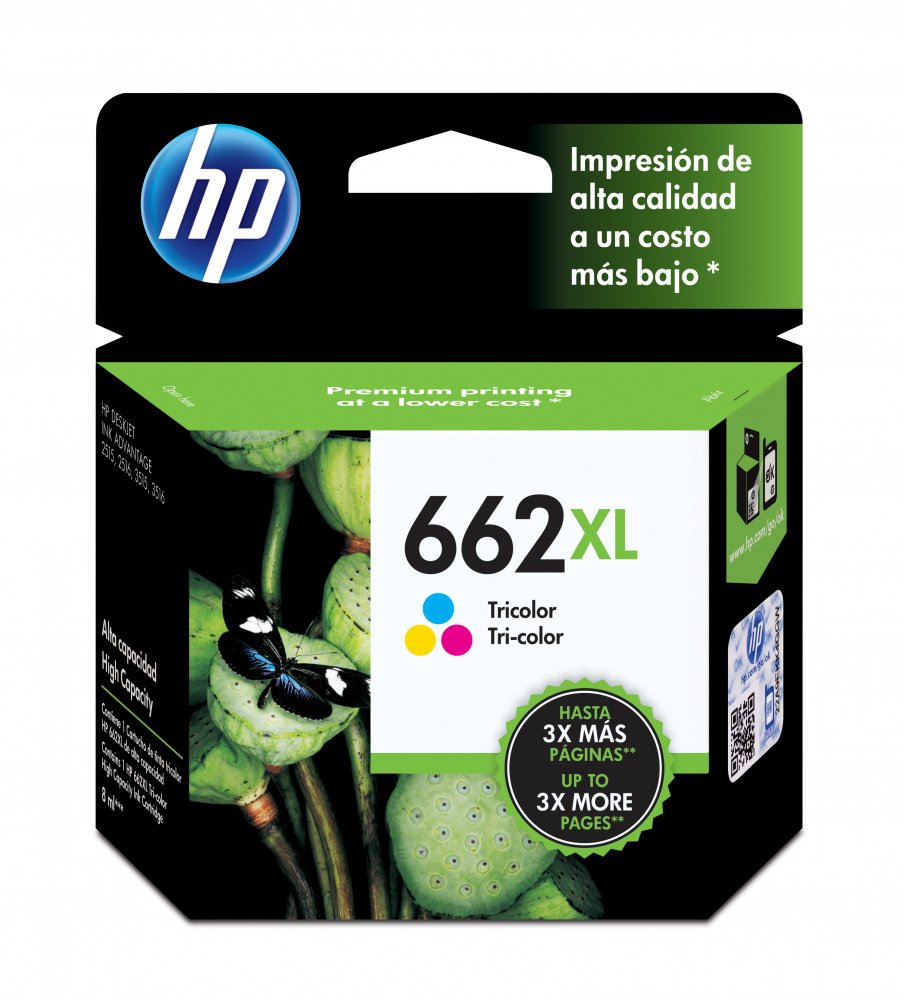 Cartucho de Tinta HP 662XL Tricolor Original, 300 Páginas *Fecha Caducada