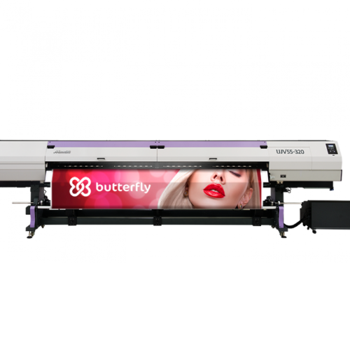 Impresora de impresión UV Mimaki UJV55-320 – Configuración de tintas C,M,Y,K,W,Cl,Ml