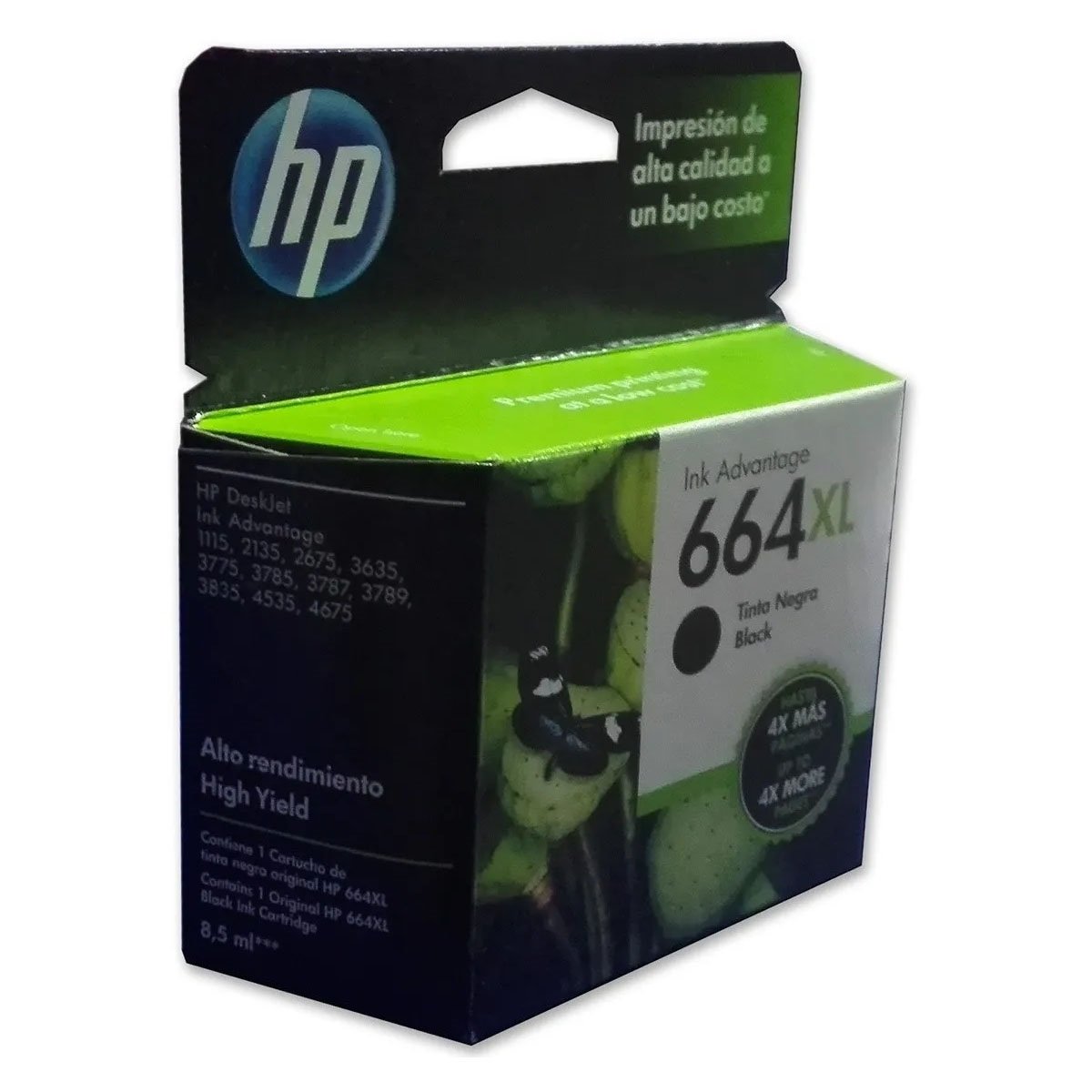Cartucho de Tinta HP 664XL (F6V31AL) Negro, Original *Fecha Pasada