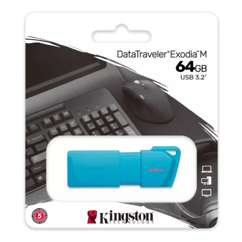 MEMORIA USB KINGSTON DATA TRAVELER EXODIA 64GB  TURQUESA KC U2L64 7LB