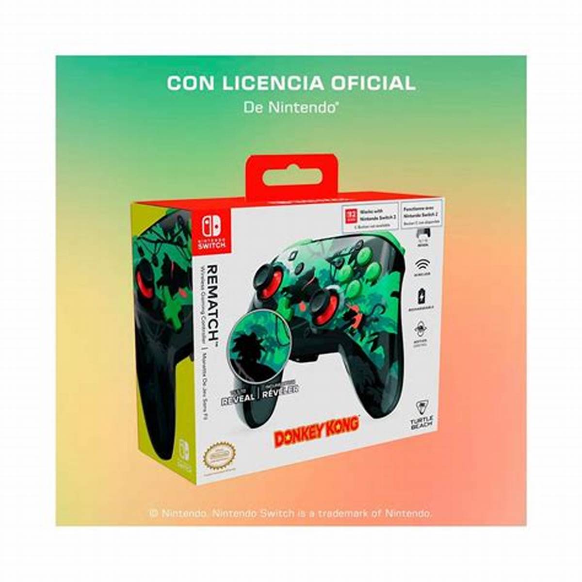 Control Gamer Turtle Beach Rematch Donkey Kong Nintendo Switch Inalámbrico Color Verde/Amarillo – Reacondicionado